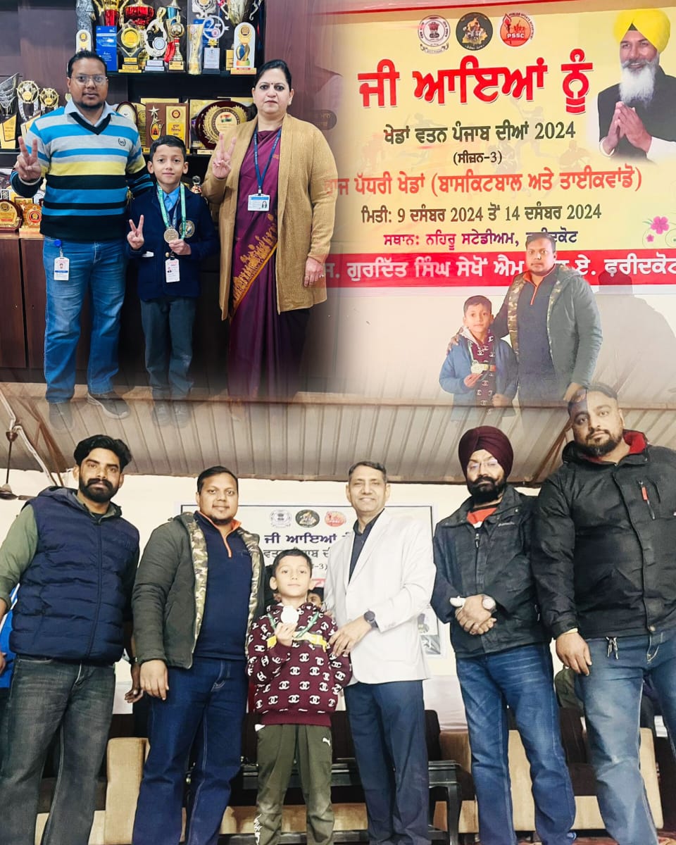 ​TAEKWONDO TRIUMPH: DHRUV SINGH MEHTA OF BVM KITCHLU NAGAR LUDHIANA SECURED COVETED SILVER MEDAL WITH RS 7000/- CASH PRIZE AT STATE-LEVEL KHEDAN WATAN PUNJAB DIYAN